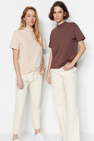 2 t-shirts - Marron et beige