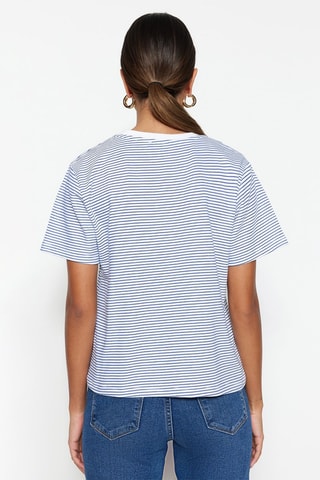 T-shirt regular - Bleu marine et écru