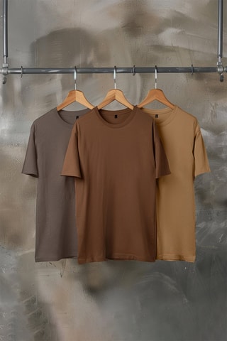 3 t-shirts - Marron et beige