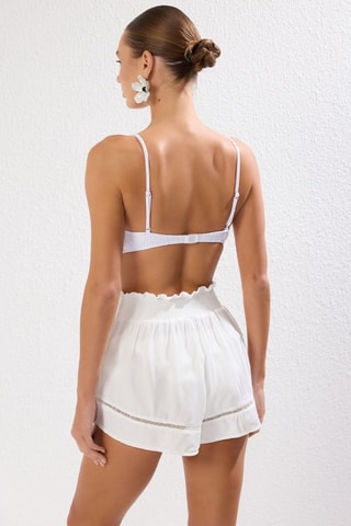Short de plage taille haute - Ecru