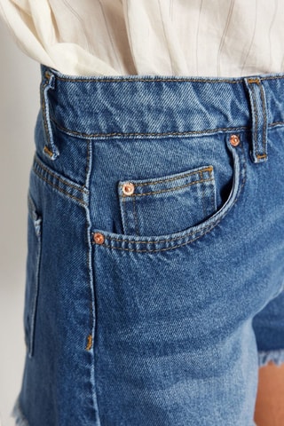 Short en jean taille haute - Bleu foncé