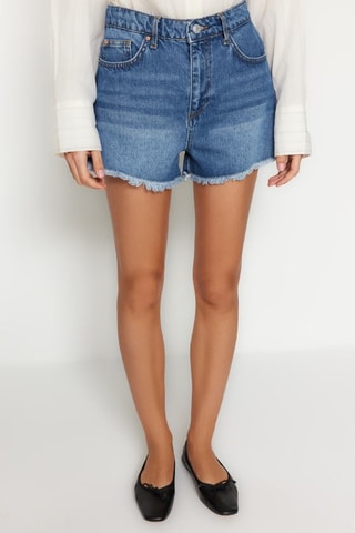 Short en jean taille haute - Bleu foncé