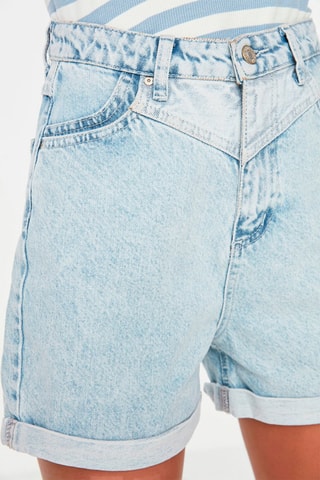 Short en jean taille haute - Bleu clair