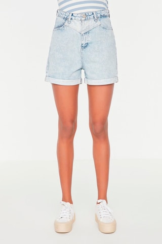 Short en jean taille haute - Bleu clair