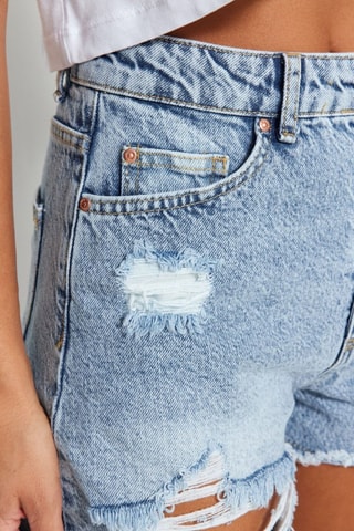 Short taille haute en jean - Bleu