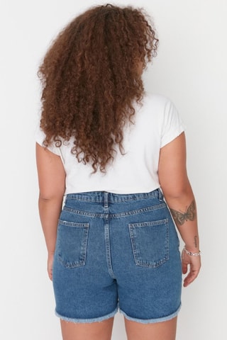 Short en jean taille haute - Bleu