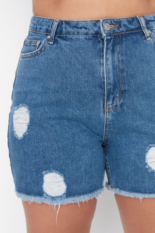 Short en jean taille haute - Bleu