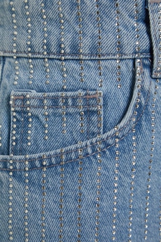 Short en jean taille haute - Bleu