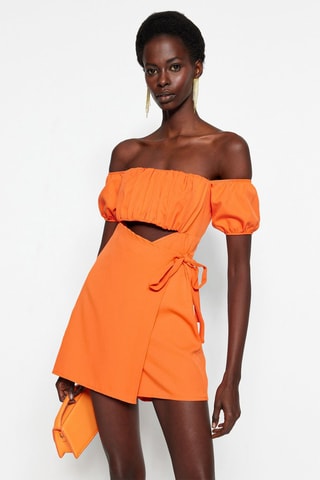 Combishort trompe-l'œil - Orange