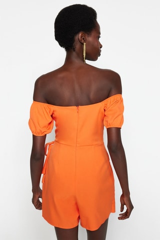 Combishort trompe-l'œil - Orange
