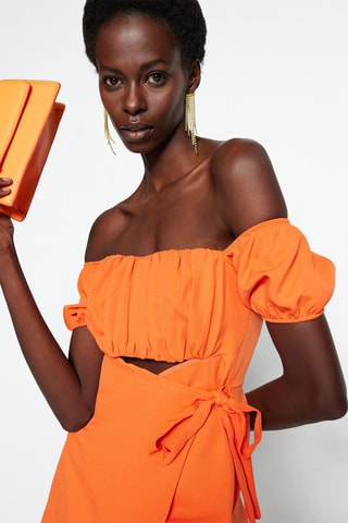 Combishort trompe-l'œil - Orange