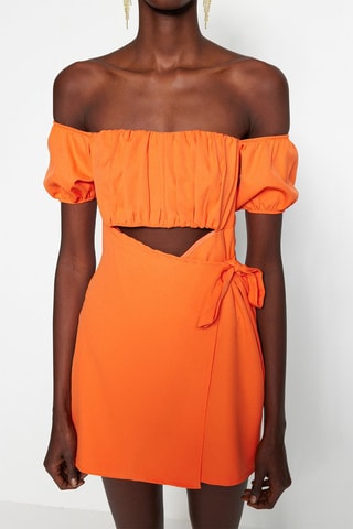 Combishort trompe-l'œil - Orange