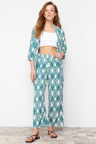 Kimono et pantalon - Blanc et vert