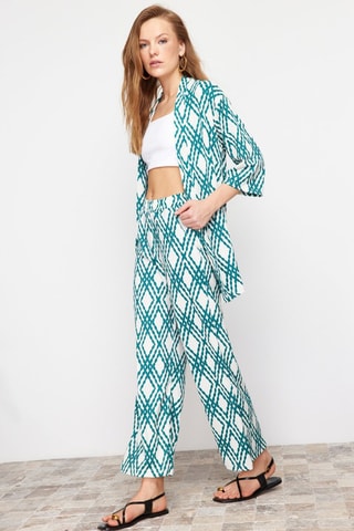 Kimono et pantalon - Blanc et vert