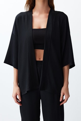 Kimono et pantalon taille haute - Noir