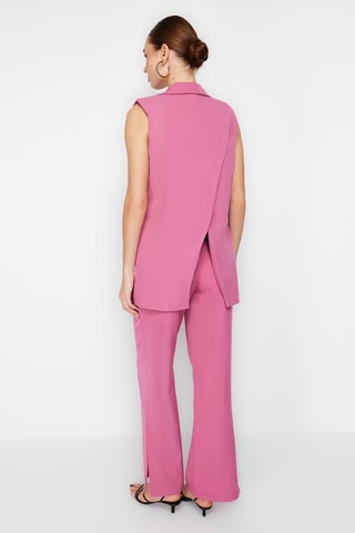 Veste sans manches et pantalon wide legs taille haute - Mauve