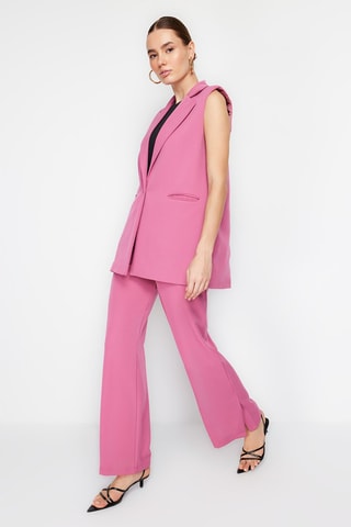 Veste sans manches et pantalon wide legs taille haute - Mauve