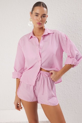 Chemisier et short taille haute - Rose
