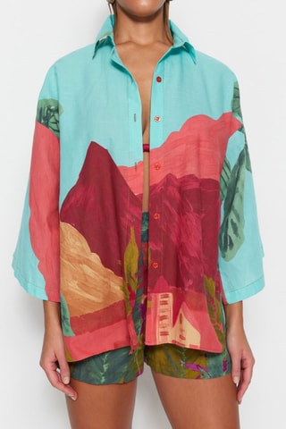Chemisier et short de plage - Ciel et rose