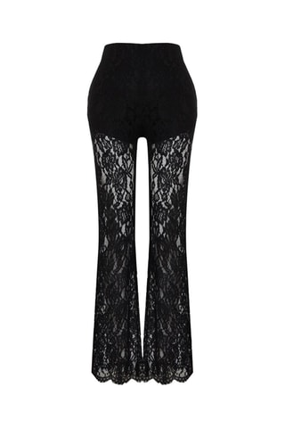 Pantalon flare en dentelle taille haute - Noir