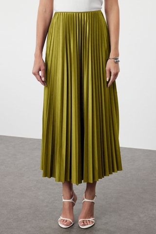 Jupe plissée taille haute - Vert olive