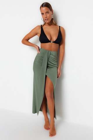 Jupe longue taille haute - Kaki