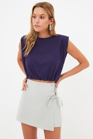 Jupe-short taille haute - Gris clair