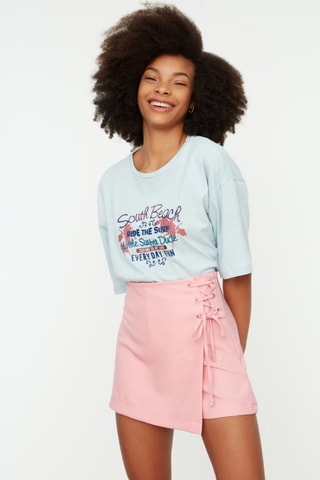 Jupe-short taille haute - Rose