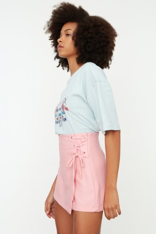 Jupe-short taille haute - Rose