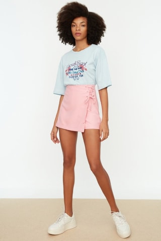 Jupe-short taille haute - Rose