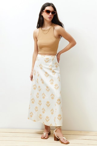 Jupe midi en lin - Ecru