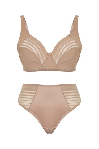 Soutien-gorge et culotte taille haute - Taupe