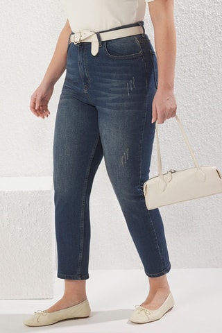 Jean skinny taille haute - Bleu foncé