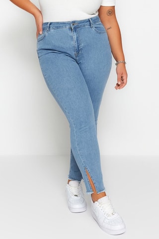 Jean skinny taille haute - Bleu