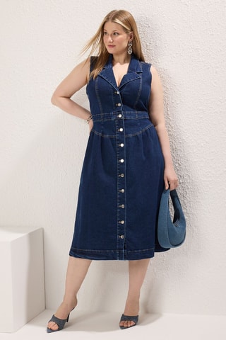 Robe chemise en jean - Bleu foncé