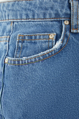 Short en jean taille haute - Bleu foncé