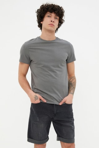 Short slim en jean - Anthracite