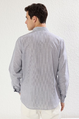 Chemise regular - Bleu marine et blanc