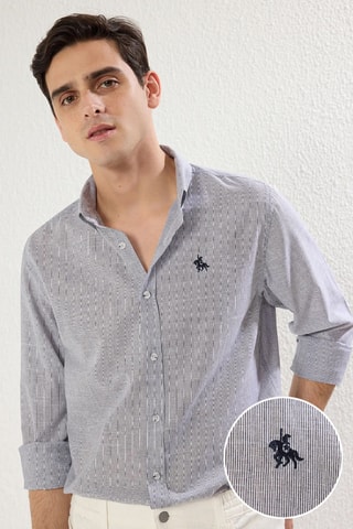 Chemise regular - Bleu marine et blanc