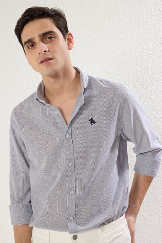 Chemise regular - Bleu marine et blanc