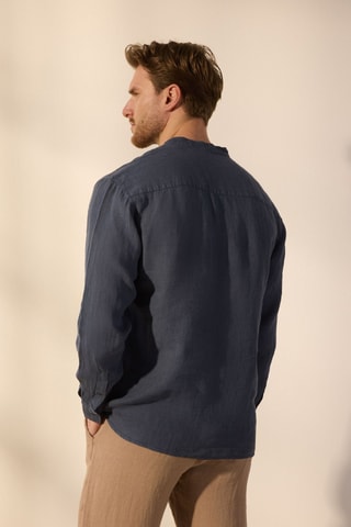 Chemise regular en lin - Bleu marine