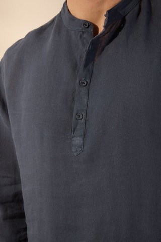 Chemise regular en lin - Bleu marine
