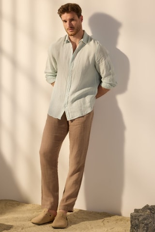 Chemise regular en lin - Bleu clair