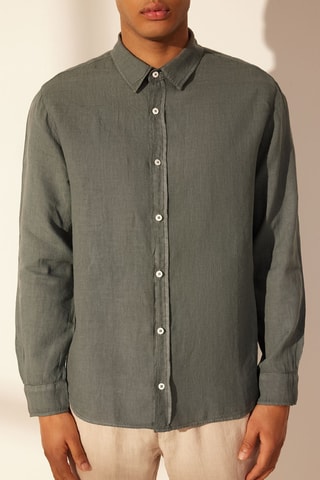 Chemise regular en lin - Gris