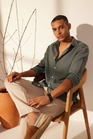 Chemise regular en lin - Gris