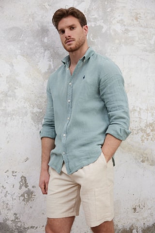 Chemise regular en lin - Vert