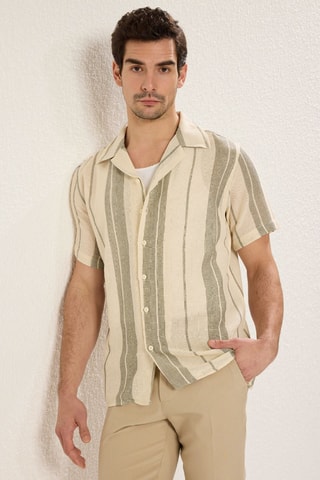 Chemise regular - Kaki et écru