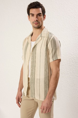 Chemise regular - Kaki et écru