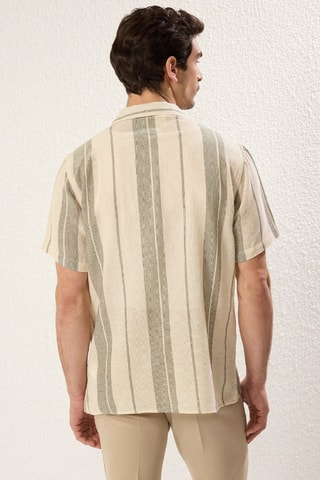 Chemise regular - Kaki et écru