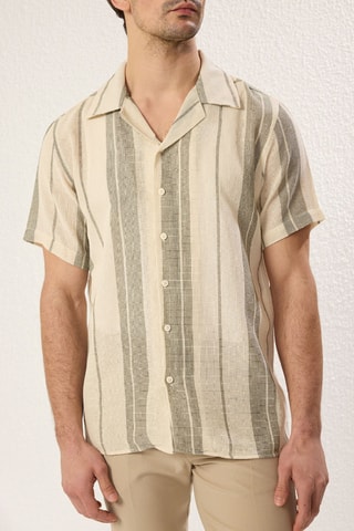 Chemise regular - Kaki et écru